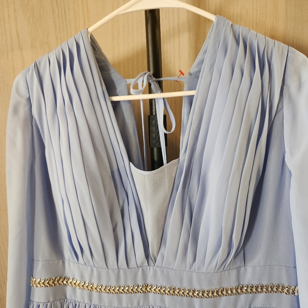 JJs House Elegant Light Blue Long Sleeve Dress Bridesmaids - Picture 2 of 10